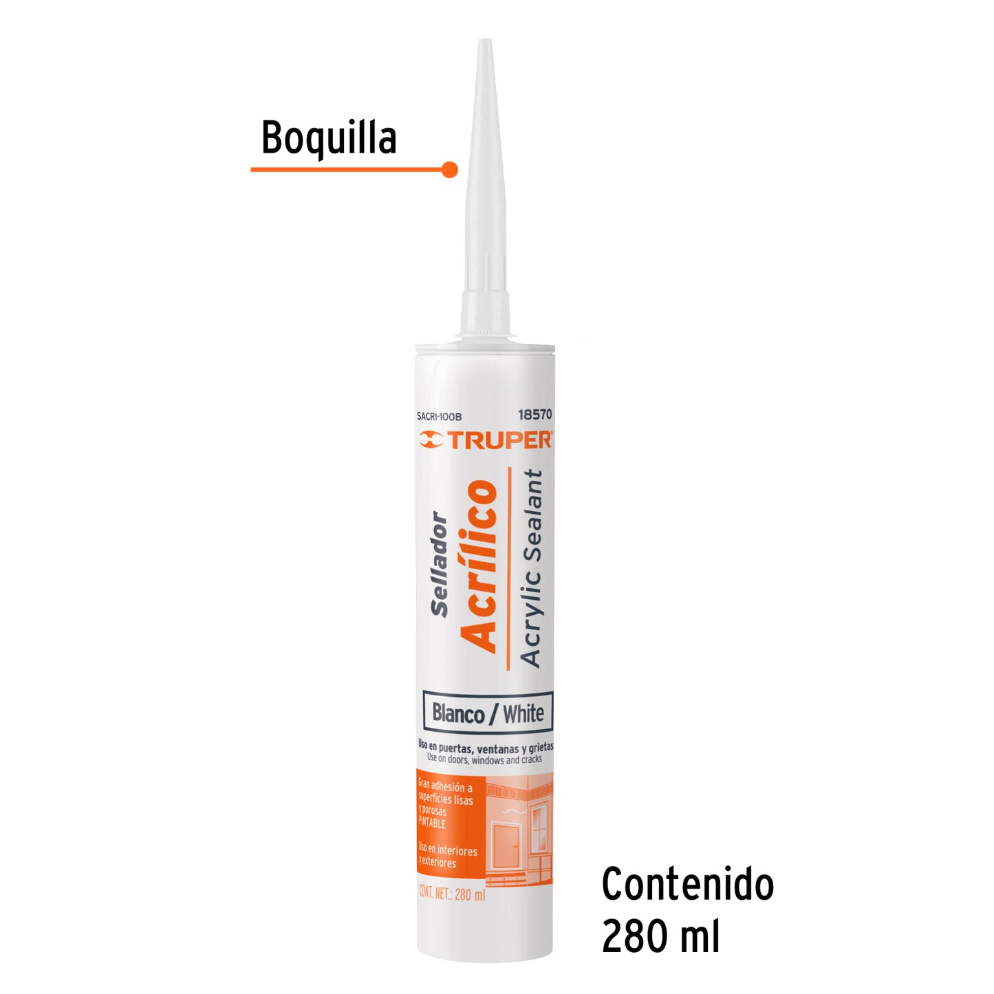 Sellador acrilico blanco 280 ml 18570 truper Pieza