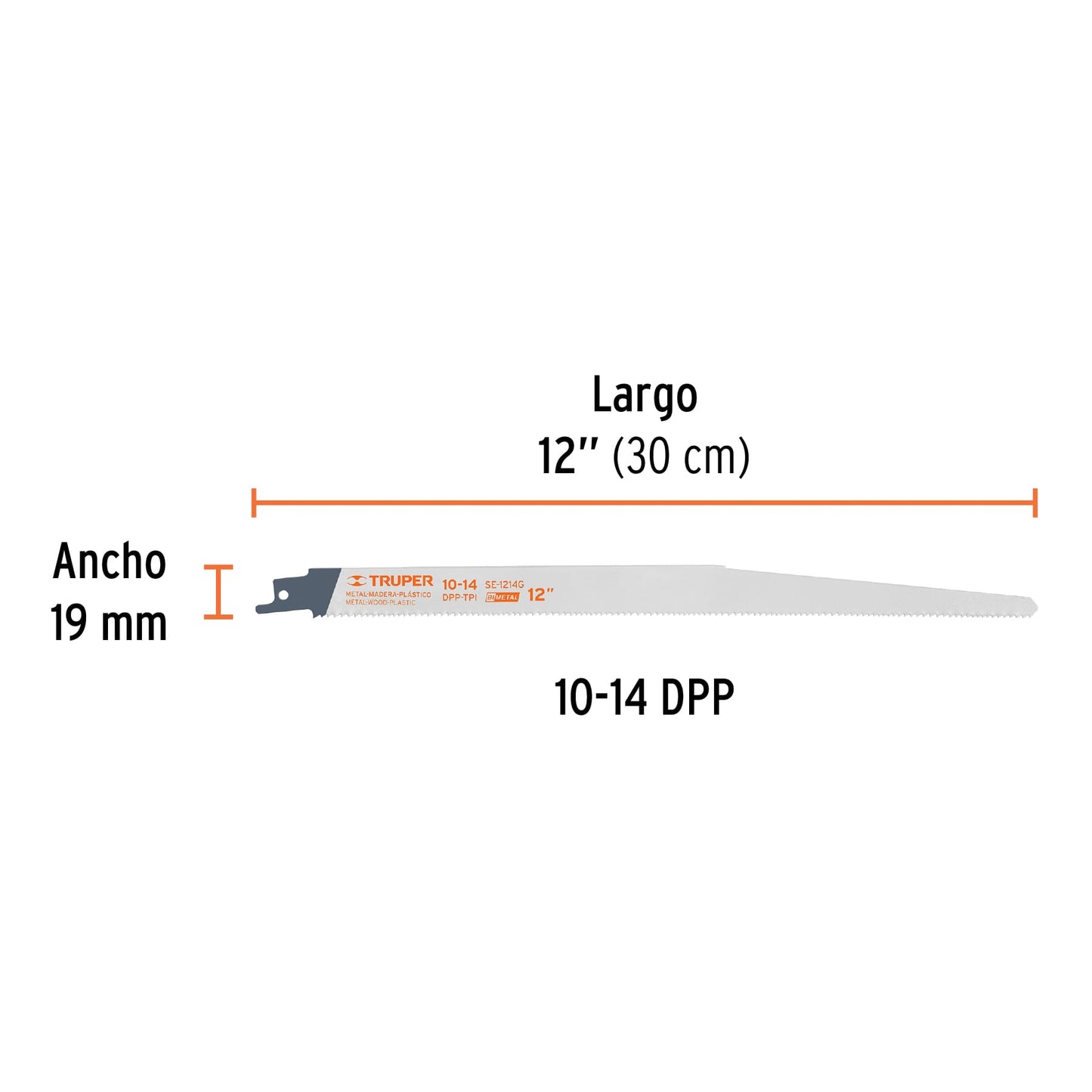 Segueta sierra sable 12p 10-14 dpp blister con 2 piezas uso general - 10792 - truper Pieza