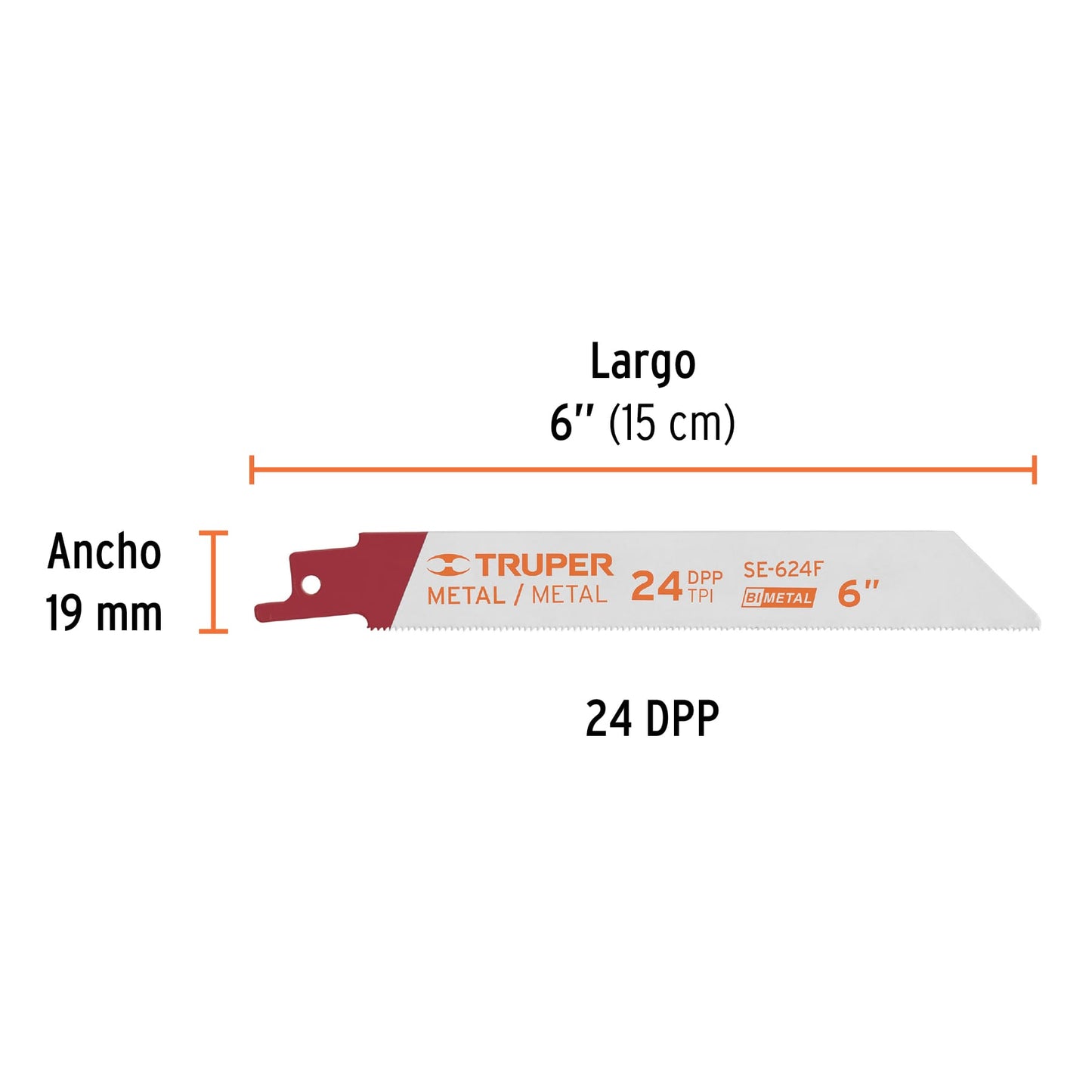 Segueta sierra sable 6p 24 dpp recta para metales 10797 Pieza