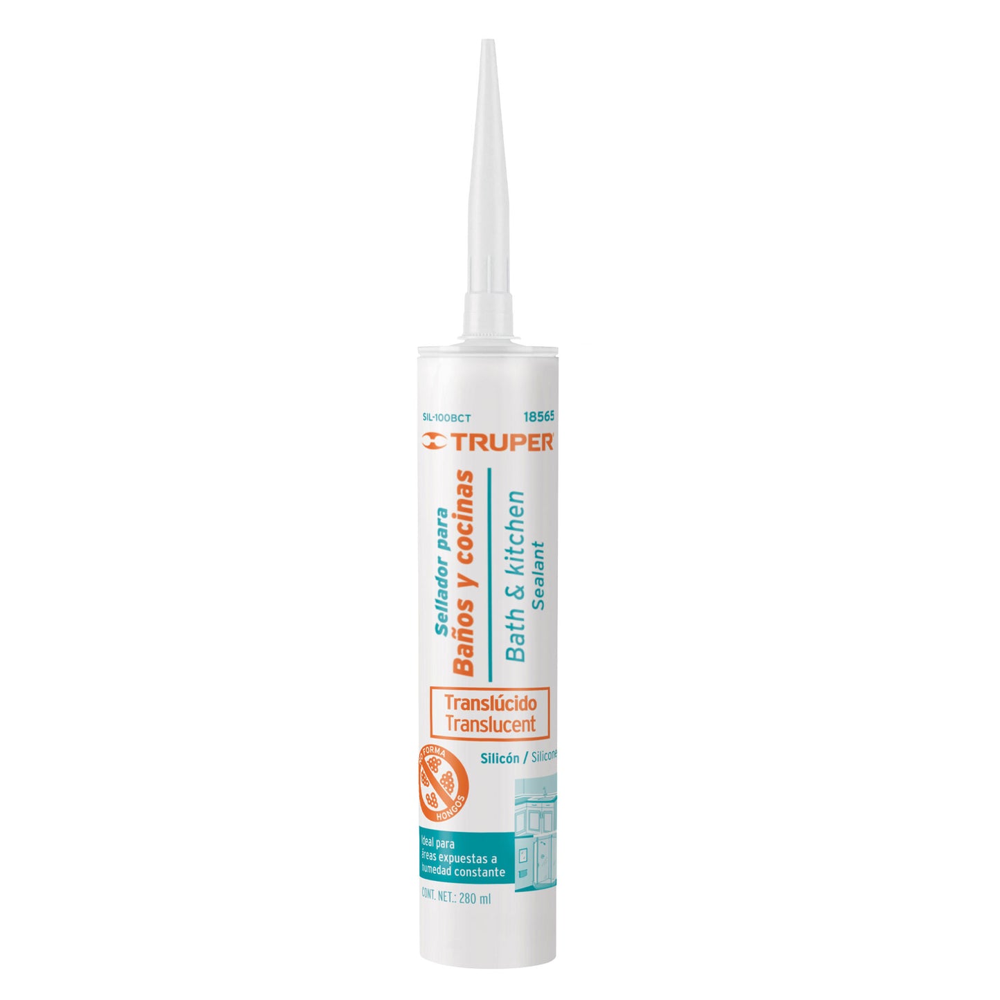 Sellador para baños y cocinas antihongo para interiores y exteriores 280 ml transp 18565 truper Pieza