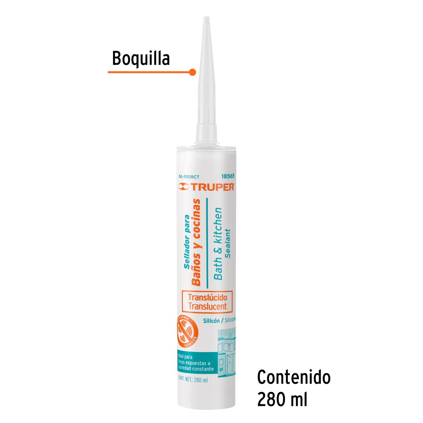 Sellador para baños y cocinas antihongo para interiores y exteriores 280 ml transp 18565 truper Pieza