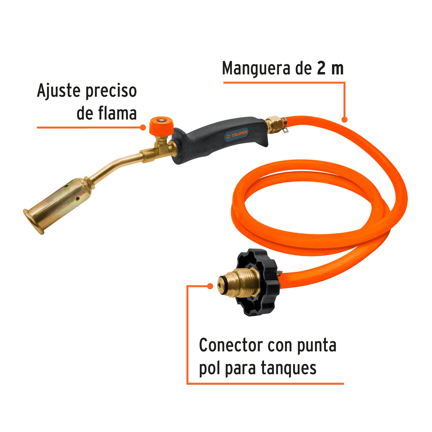 Soplete con manguera para gas 200 psi 16920 truper Pieza