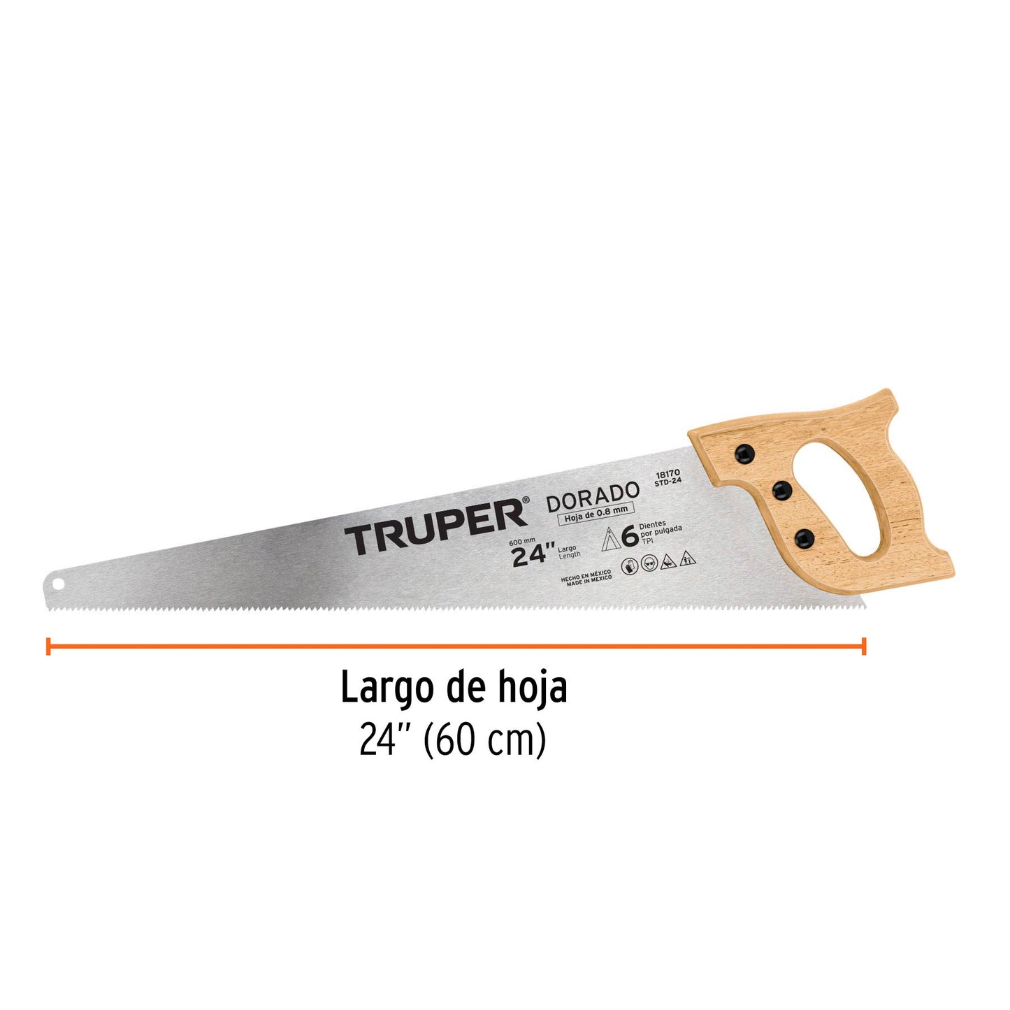 Serrucho carpintero dorado 24 pulg 18170 truper
