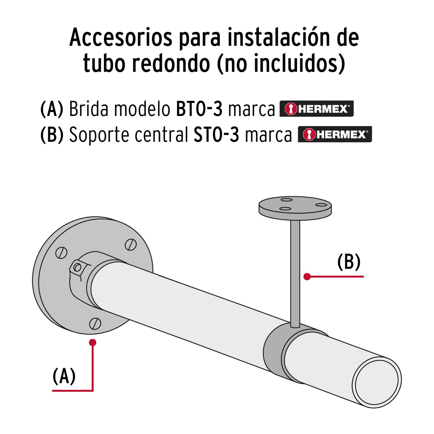 Soporte central para tubo redondo de closet 48976 Hermex Pieza