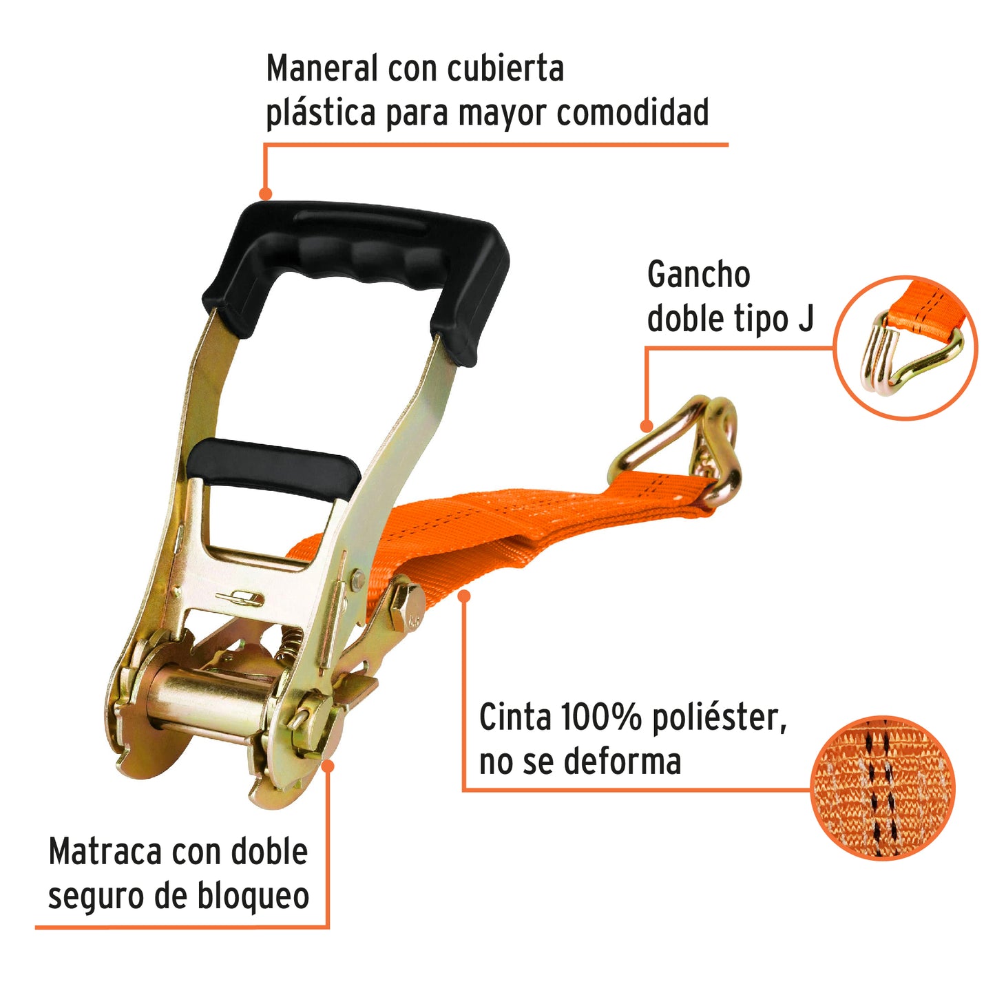 Sujetadores matraca carga maxima 3000 kg 19286 truper Pieza