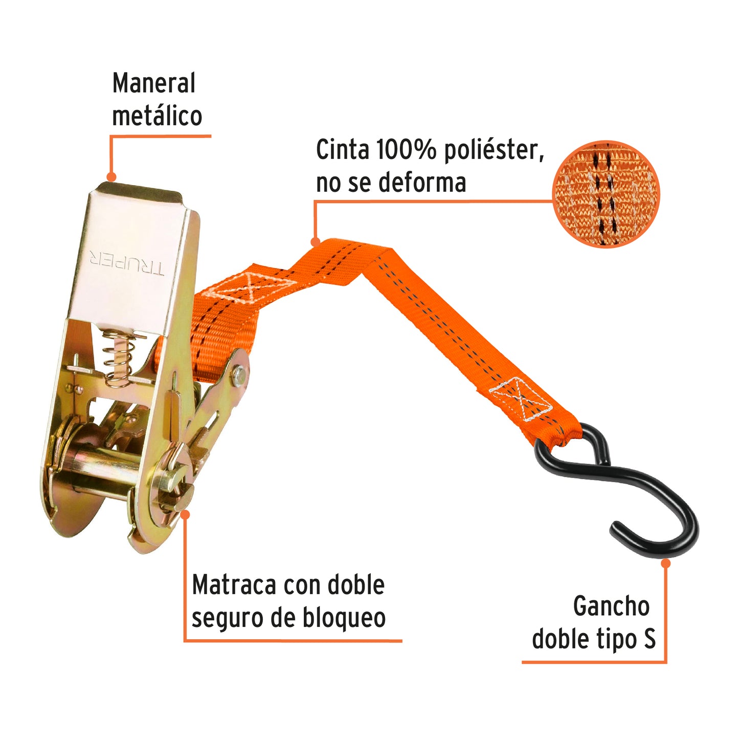 Sujetadores matraca carga maxima 675 kg 2 piezas 19281 Pieza