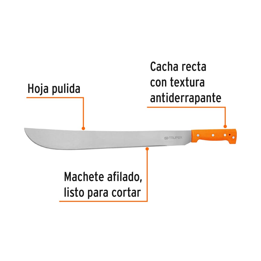 Machete estandar 20p cacha naranja truper15886 Pieza
