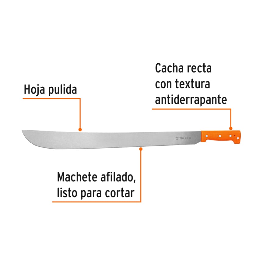 Machete estandar 24p cacha naranja truper Pieza