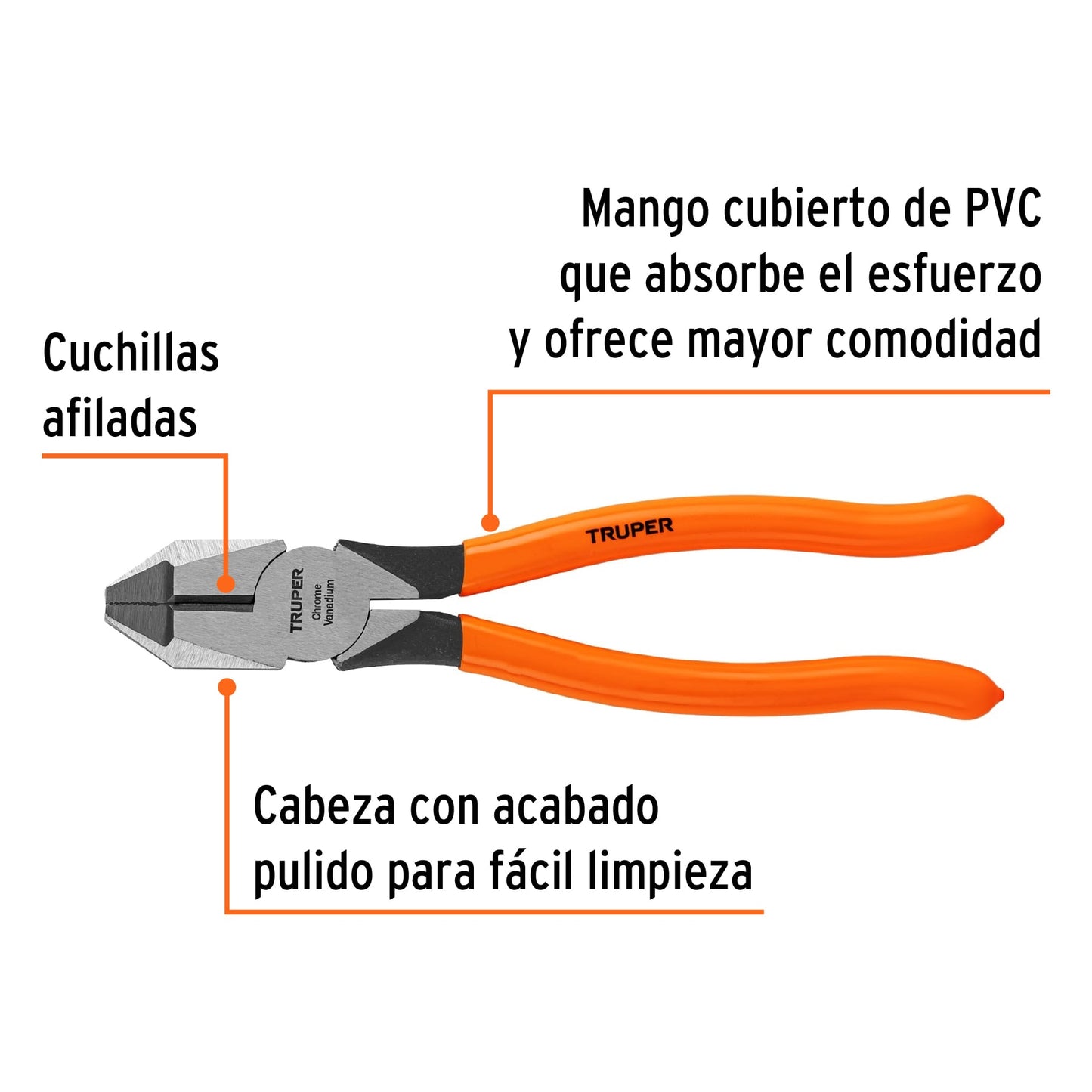 Pinza profesional para electricista 8p mango de vinil truper 17304 Pieza