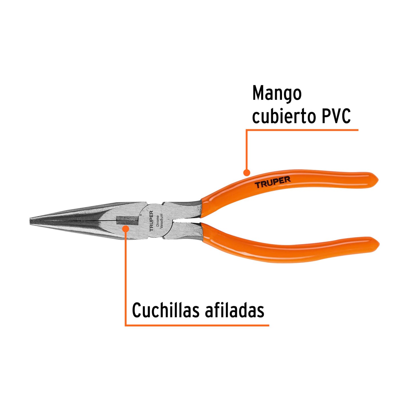 Pinza punta y corte 8p mango de vinil truper 17310 Pieza