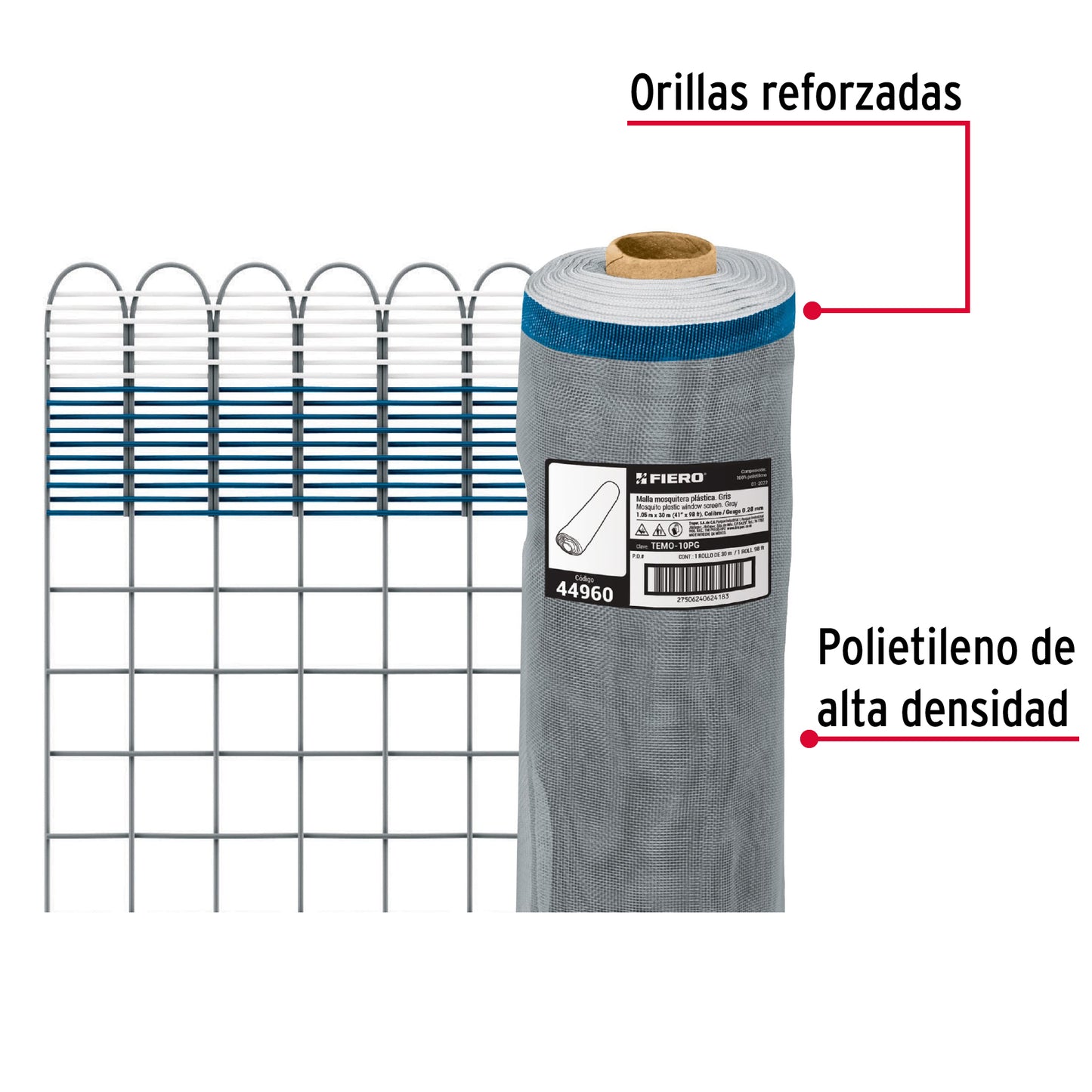 Malla mosquitera plastica 1.05 x 30 m gris 44960 Fiero Metro
