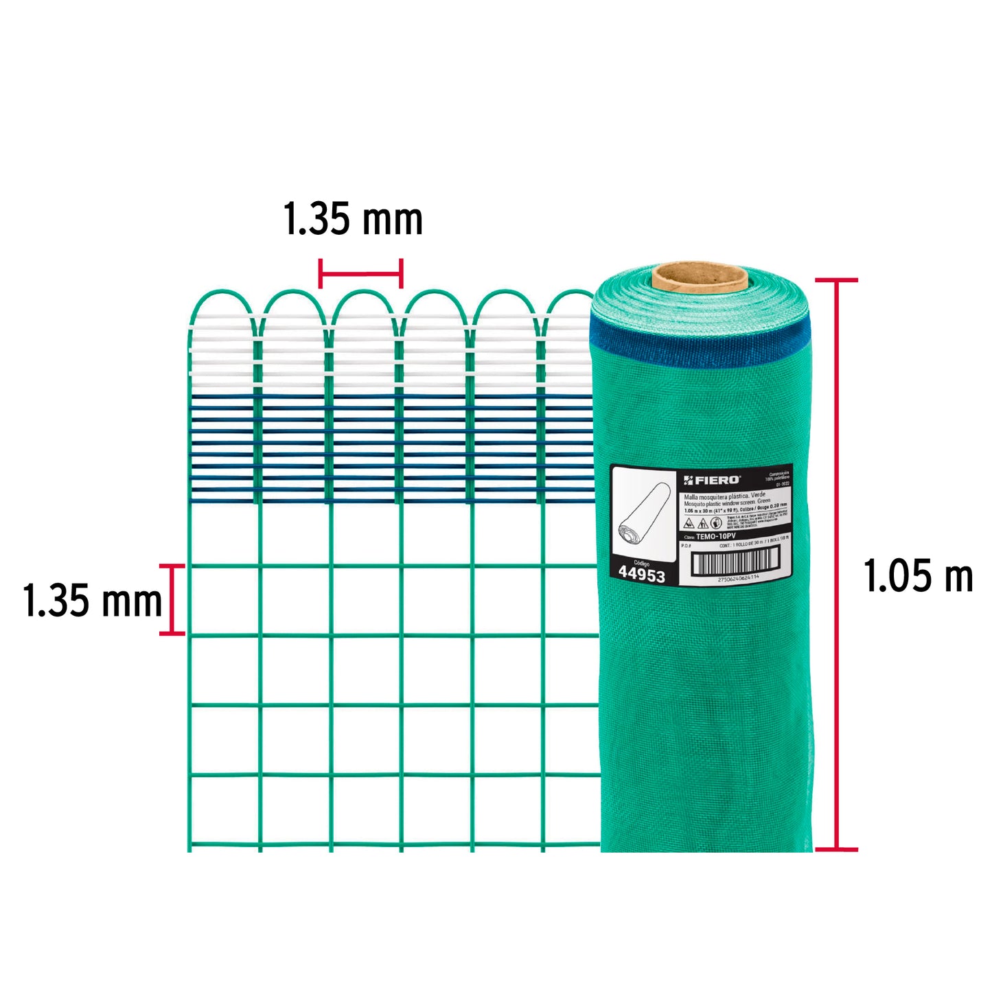 Malla mosquitera plastica 1.05 x 30m verde 44953 Metro