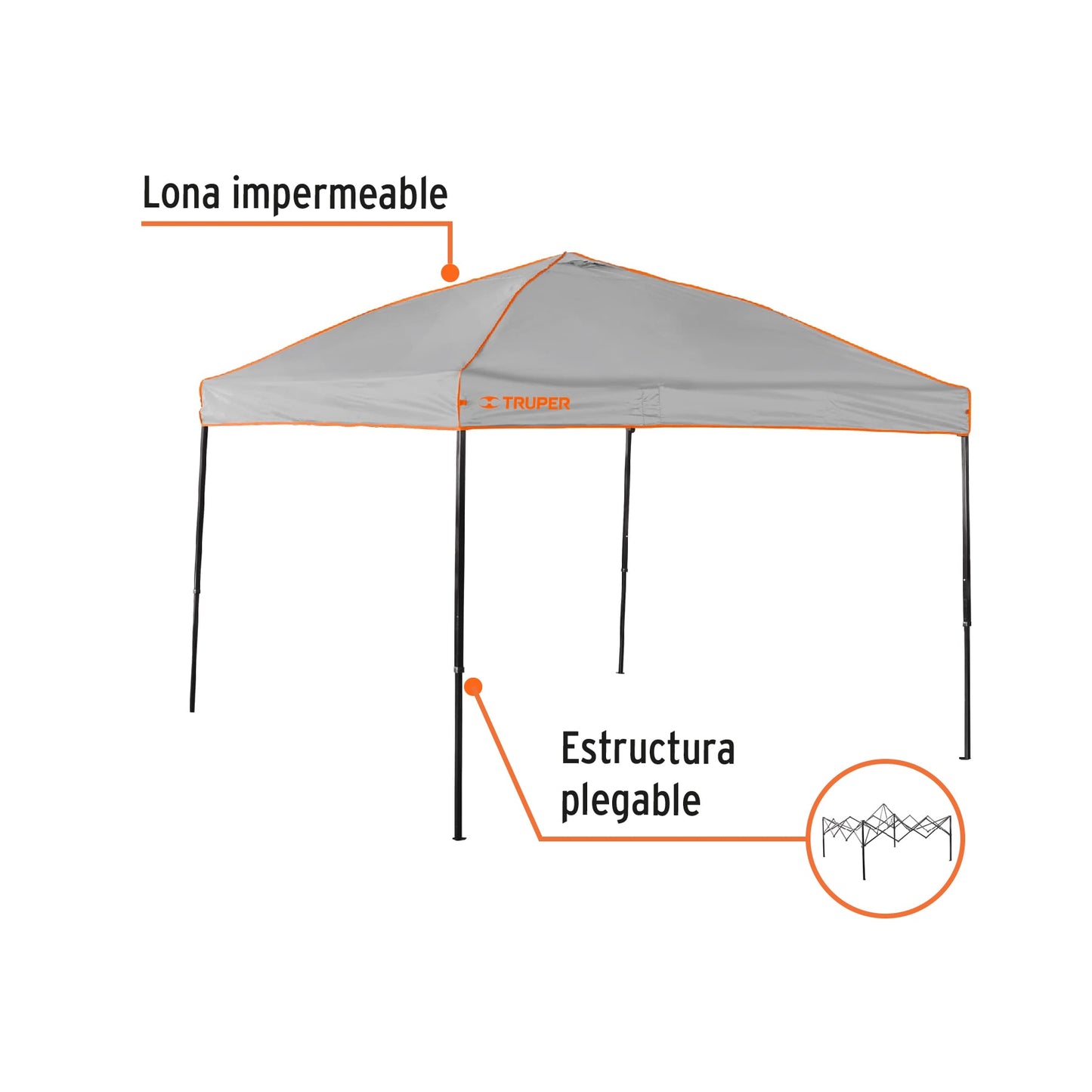 Toldo plegable 3 x 3 mts 66075 Truper Pieza