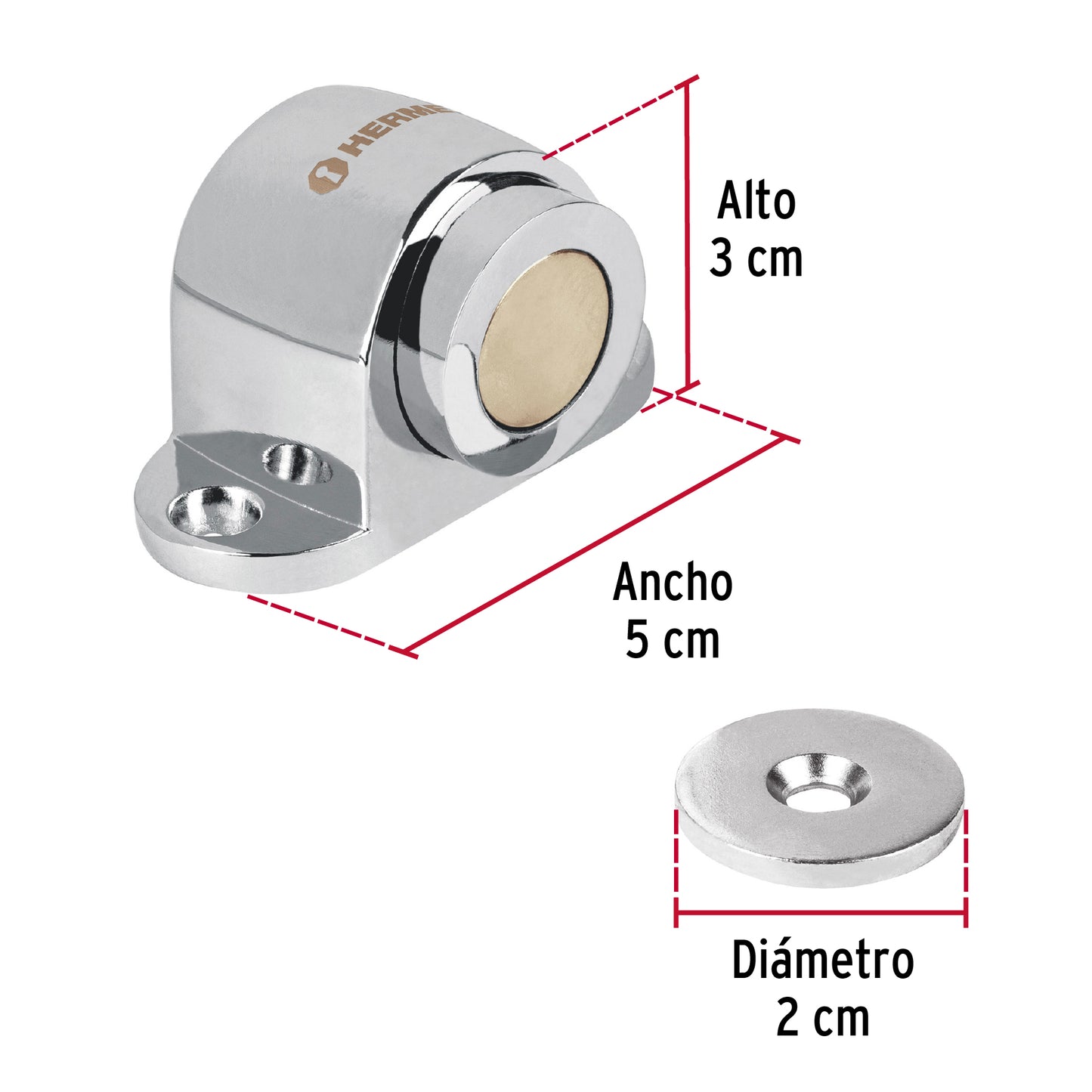 Tope magnético cromado 43782 Hermex Pieza