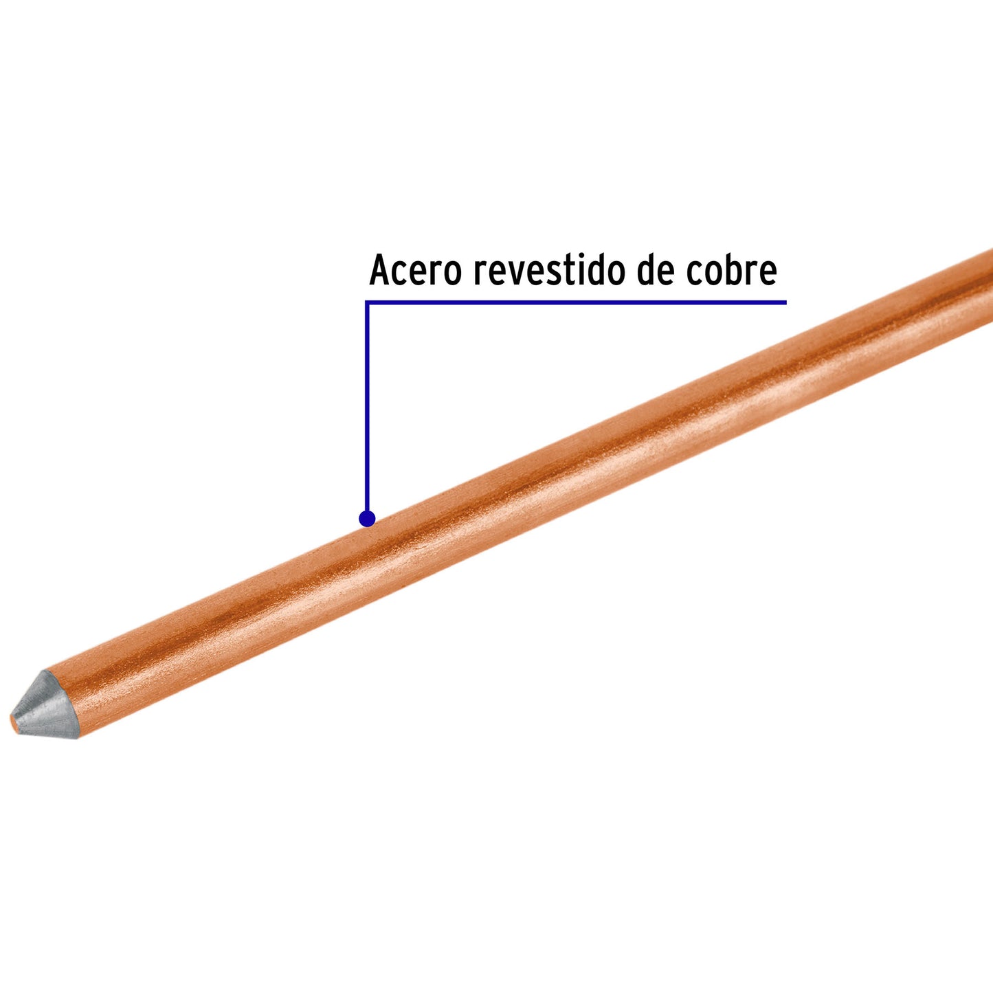 Varilla de acero cobrizado a tierra 1/2 de 1.5 m 46124 Volteck Pieza