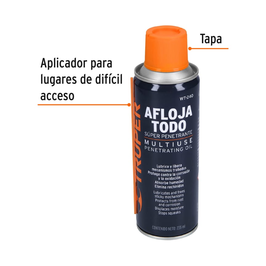 Aceite aflojatodo 8 oz 235 gr 13469 truper Pieza