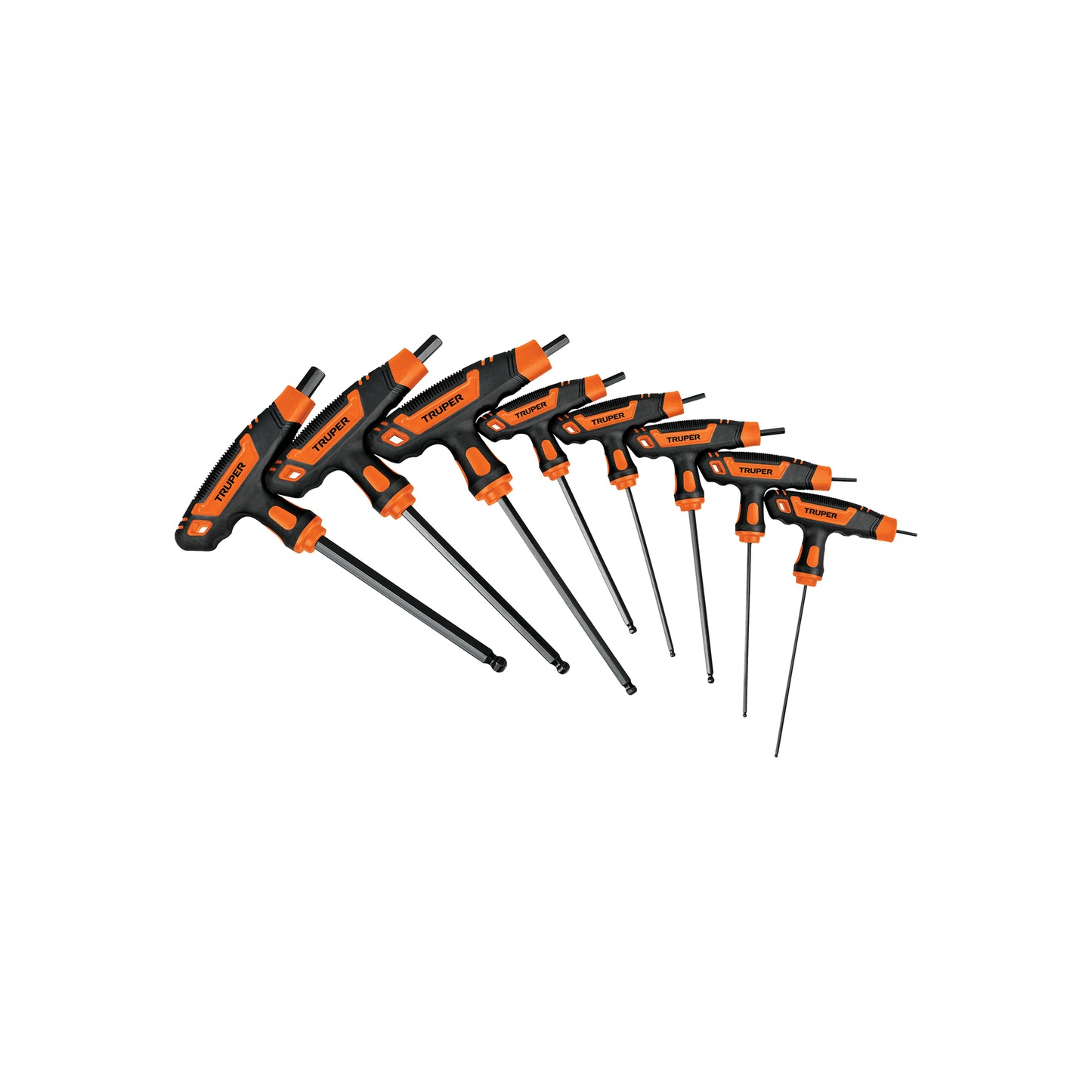 Juego 8 llaves hexagonales mm extralargas mango T, punta bola 100933 Truper