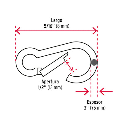 Bandola mosqueton de acero 5/16p Fiero 44039 Pieza