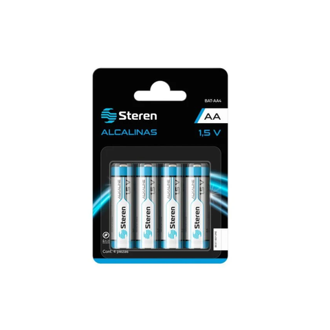Baterias alcalinas 4 piezas tipo aa 1.5v bat-aa4 steren Paquete