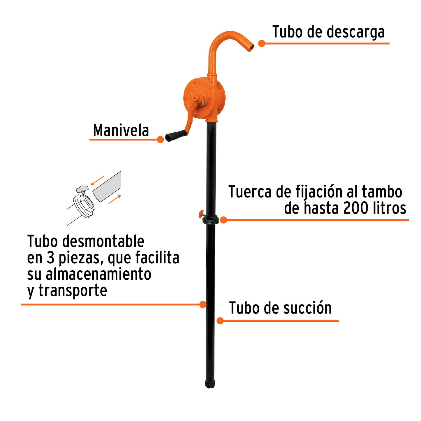 Bomba extractora de aceites con manivela Truper 10067 Pieza