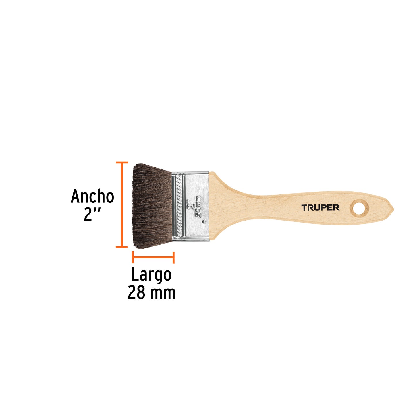 Brocha pelo de camello de 2" con mango de madera 12468 Truper Pieza