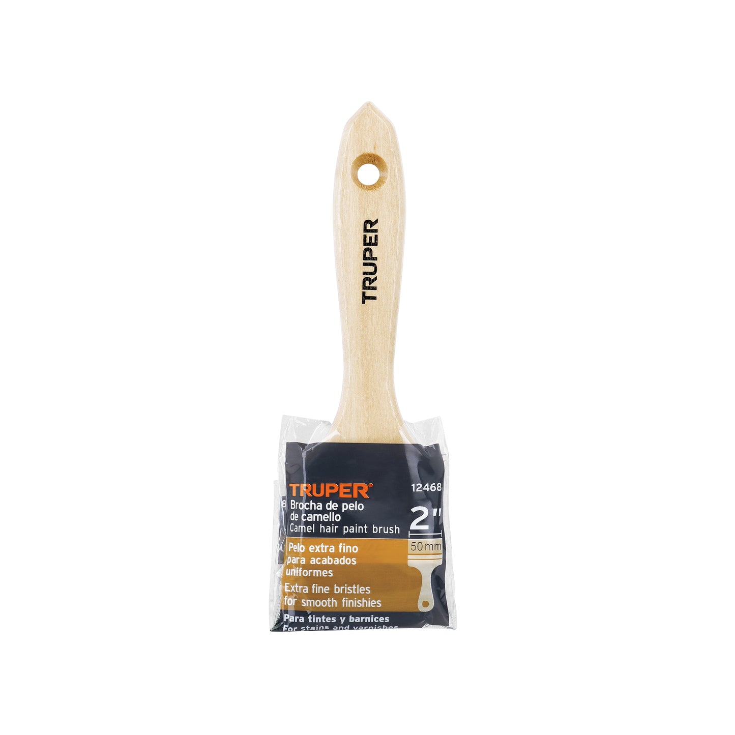 Brocha pelo de camello de 2" con mango de madera 12468 Truper Pieza