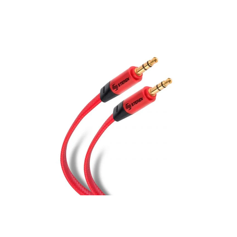 Cable de audio auxiliar 3.5 mm dorado 1.8 m rojo - 255-270ro - steren Pieza