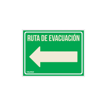 Letrero de señalización RUTA EVACUACIÓN IZQUIERDA 21x28 cm 16369 Pieza