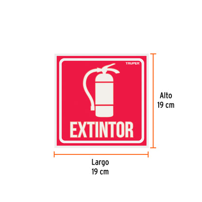 Letrero de señalización EXTINTOR 19 x 19 cm 18434 Truper Pieza