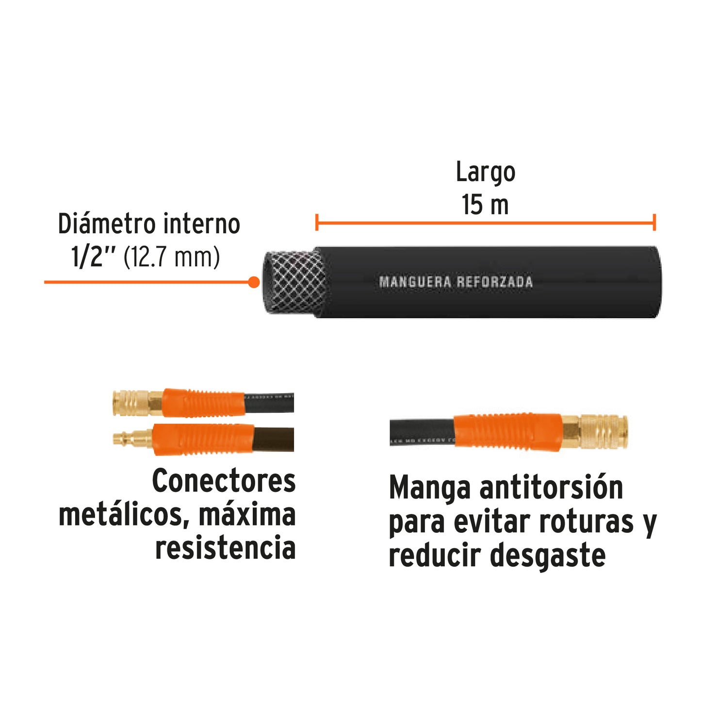 Manguera de hule para compresor 15m x 1/2 17086 Truper