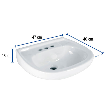 Lavabo ceramica con rebosadero blanco foset 44002 Pieza