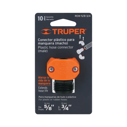 Conector 5/8p - 3/4p macho de abs para manguera 12716 truper Pieza