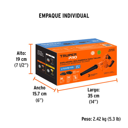 Sopladora para taller 20V 1 batería 2Ah 103265 Truper