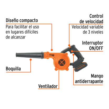 Sopladora para taller 20V 1 batería 2Ah 103265 Truper