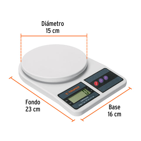 Bascula digital para cocina capacidad 5 kg 15161 Truper Pieza