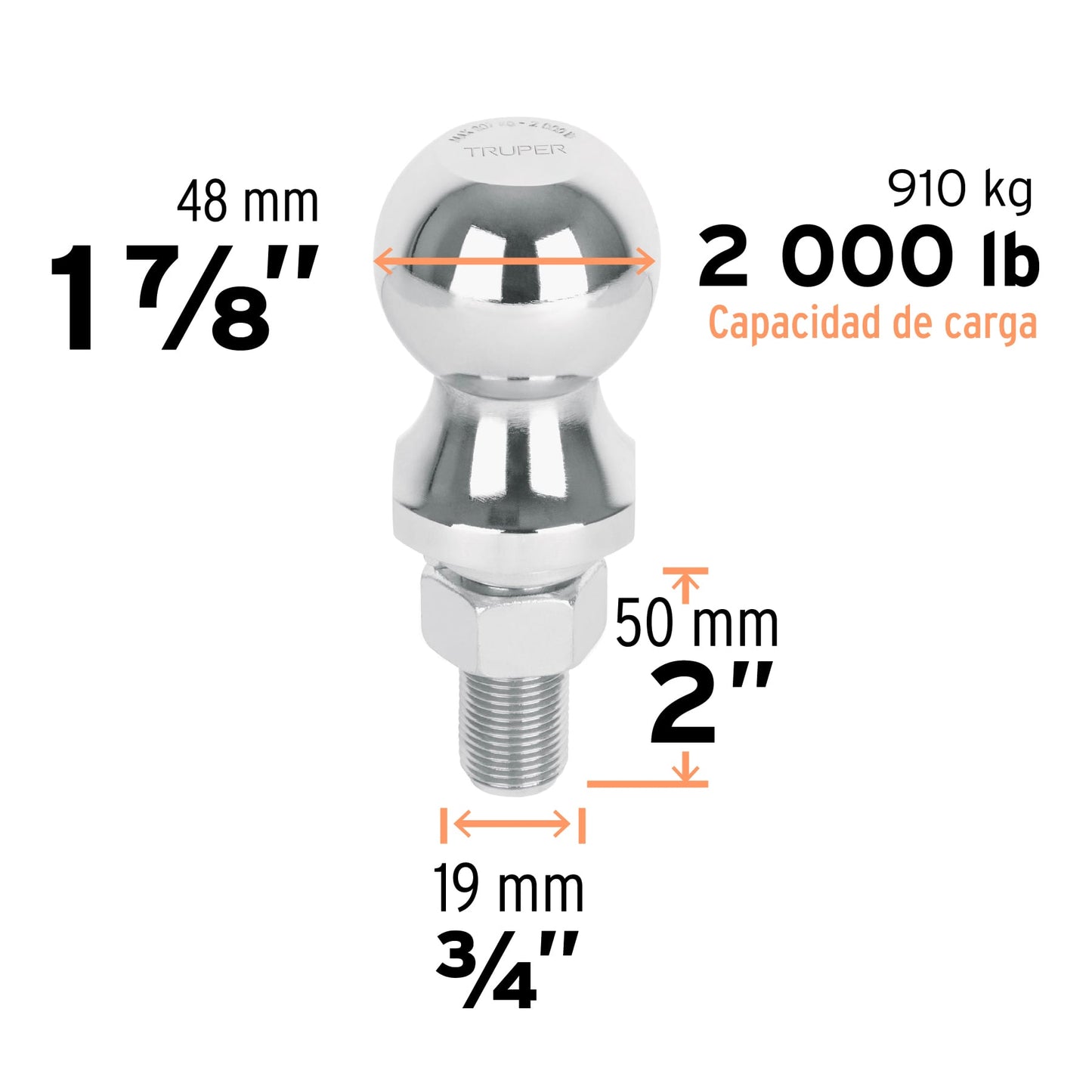 Bola de arrastre capacidad 2000 lb 44441 fiero Pieza