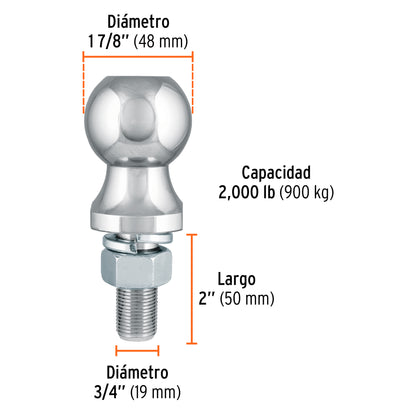 Bola de arrastre capacidad 2000 lb 44441 fiero Pieza