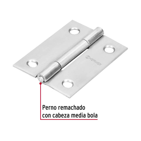 Bisagra rectangular 2p acero inoxidable 43201 Hermex Pieza