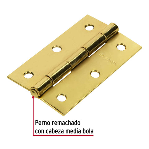 Bisagra rectangular 3-1/2p acero latonado 43197 Hermex Pieza