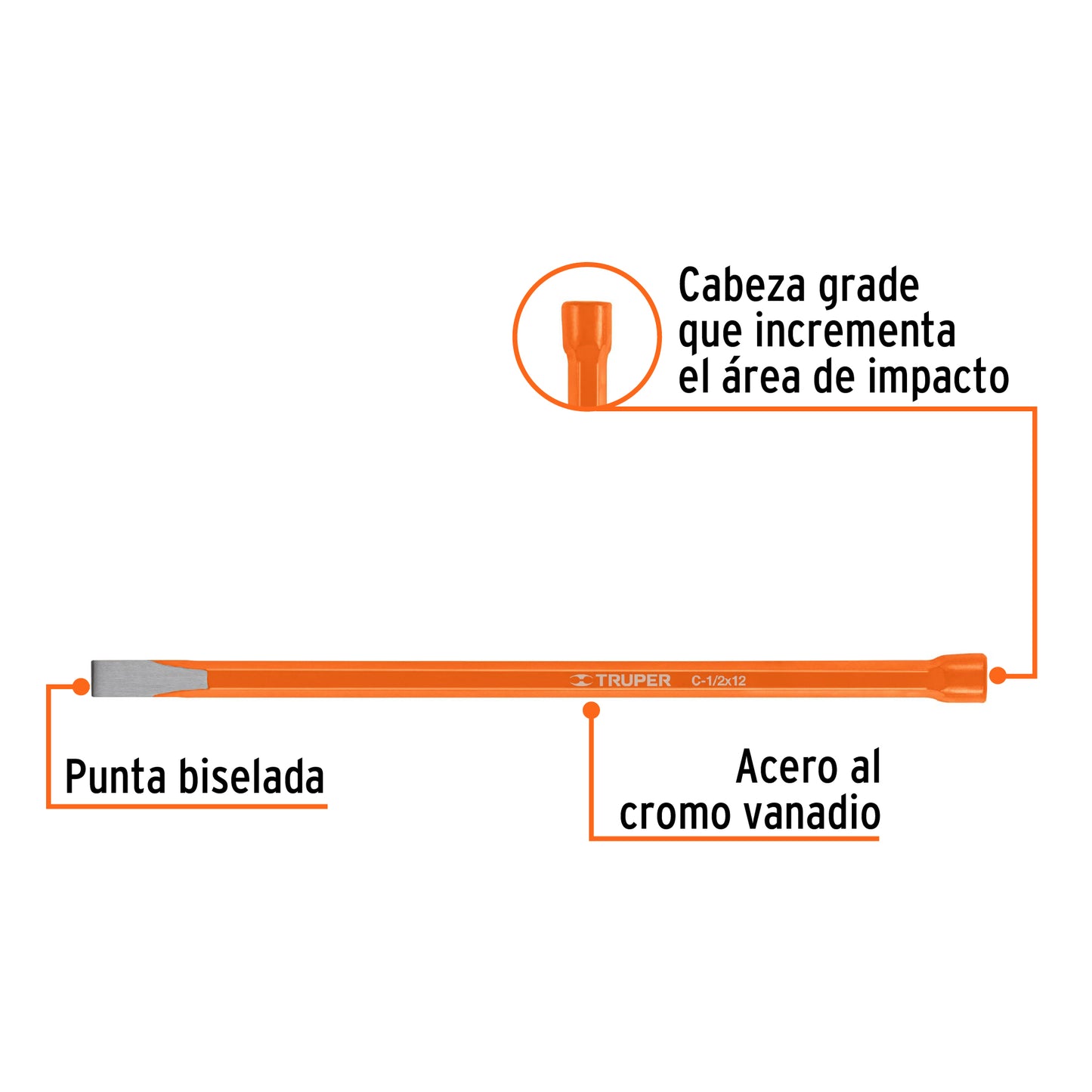 Cincel de corte frío 1/2 X 12p 12124 Truper Pieza