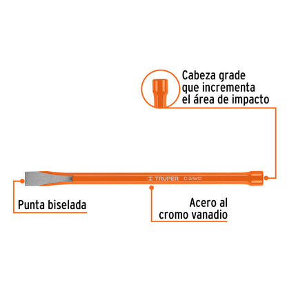 Cincel de corte frío 3/4 X 12p 12148 Truper Pieza