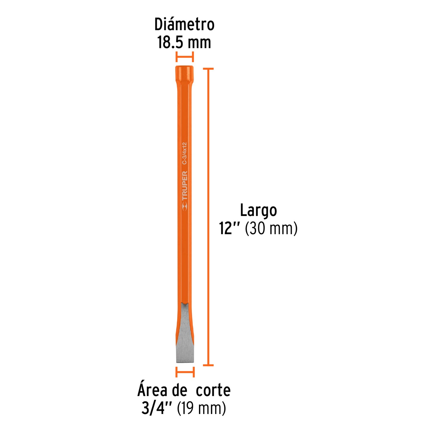 Cincel de corte frío 3/4 X 12p 12148 Truper Pieza