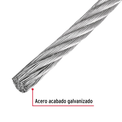 Cable de acero rigido 1/4p rollo consta de 75 mts Metro
