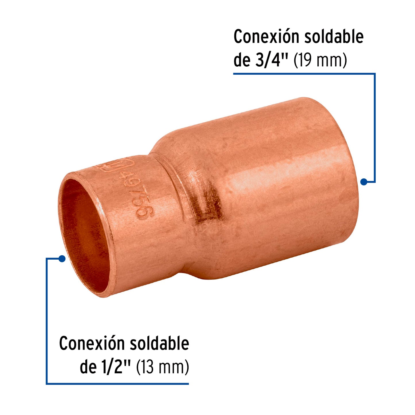 Cople reduccian bushing cobre 3/4 x 1/2 49756 Pieza