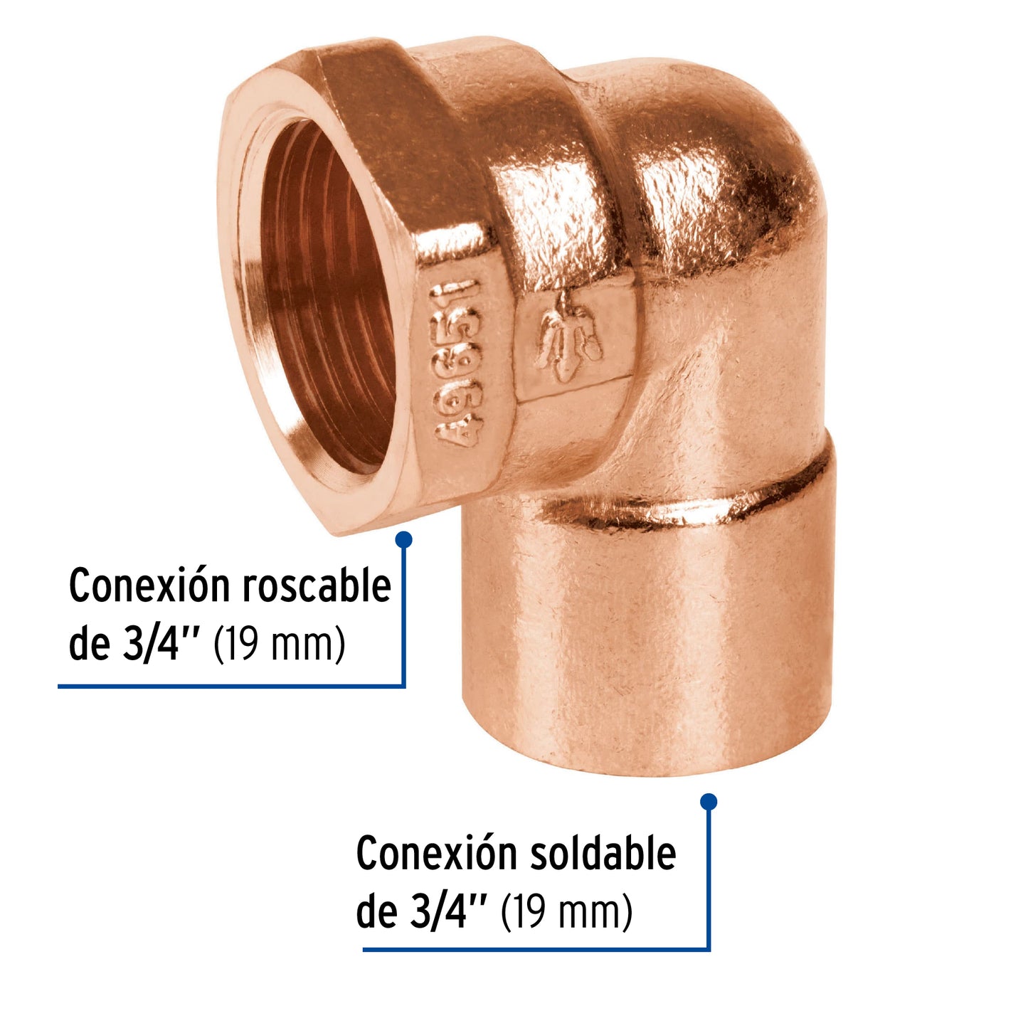 Codo 90â° de cobre rosca interior 3/4p 49651 Pieza