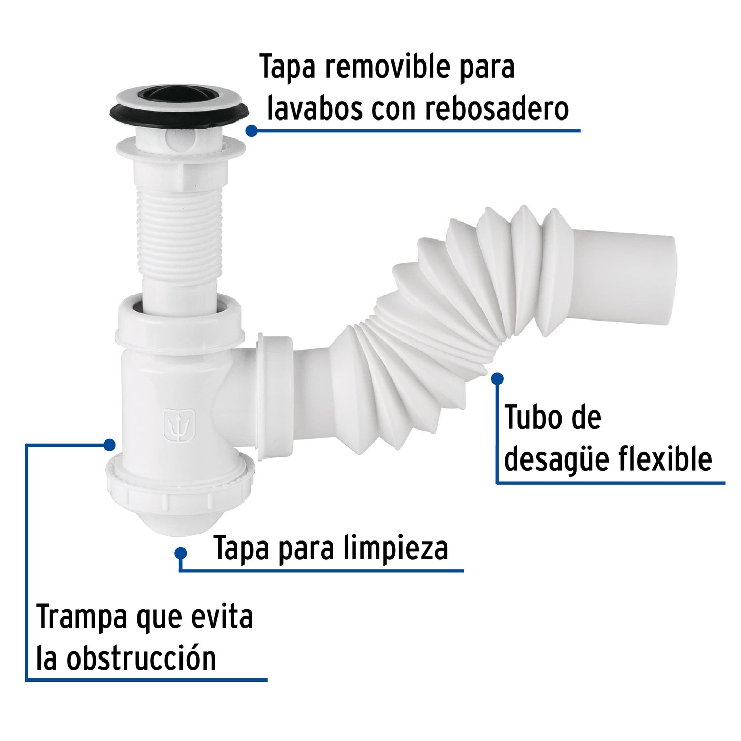 Cespol de bote p/lavabo con contra polipropileno 1 1/4 49366 Foset Pieza