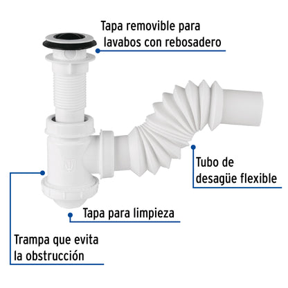 Cespol de bote p/lavabo con contra polipropileno 1 1/4 49366 Foset Pieza