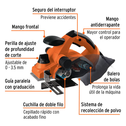 Cepillo eléctrico profesional 3-1/4p W 100502 Truper Pieza