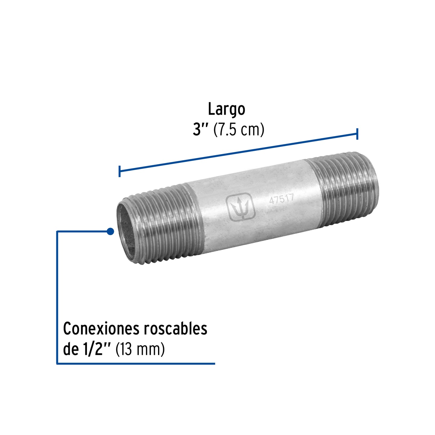 Niple galvanizado 1/2 x 3 47517 Foset Pieza