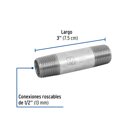 Niple galvanizado 1/2 x 3 47517 Foset Pieza